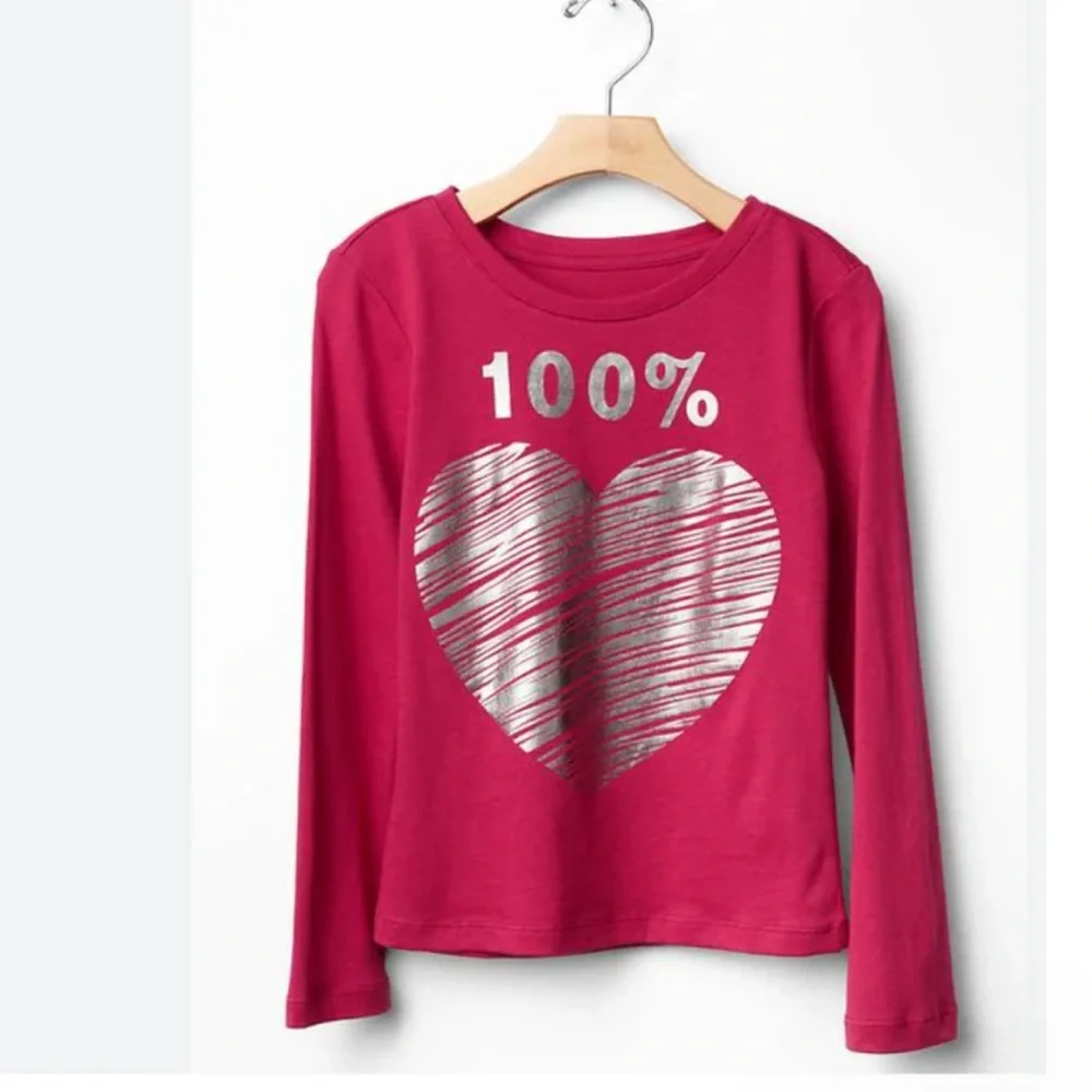 Gap Kids Girls Love Graphic Long Sleeve Tee 6-7